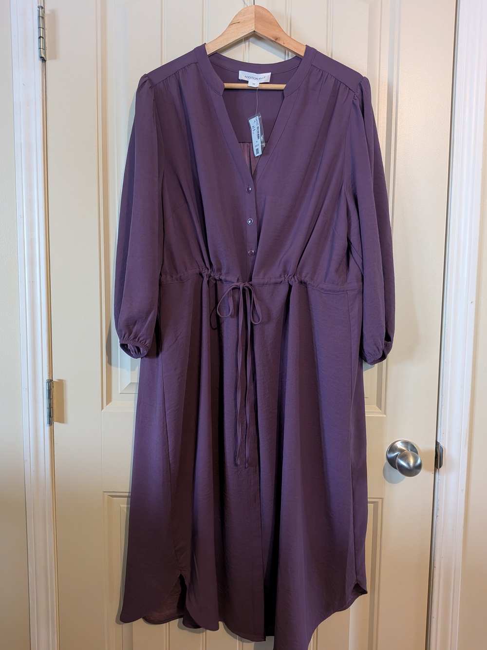 NWT Long Sleeve Drawstring Waist Dress, Button Up Dress - Addition Elle